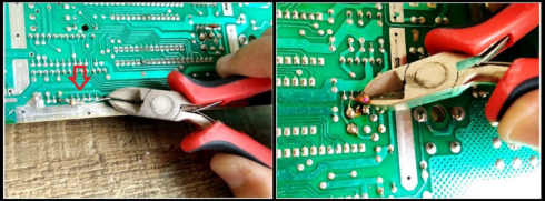 Resistor e Capacitor Removidos (face inferior)